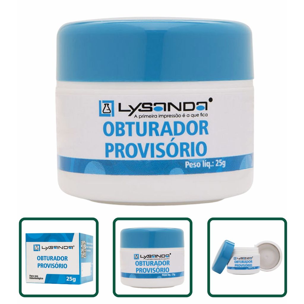 Obturador Provisório Dental Lysanda 25g Cimento Restaurador Massa Dente