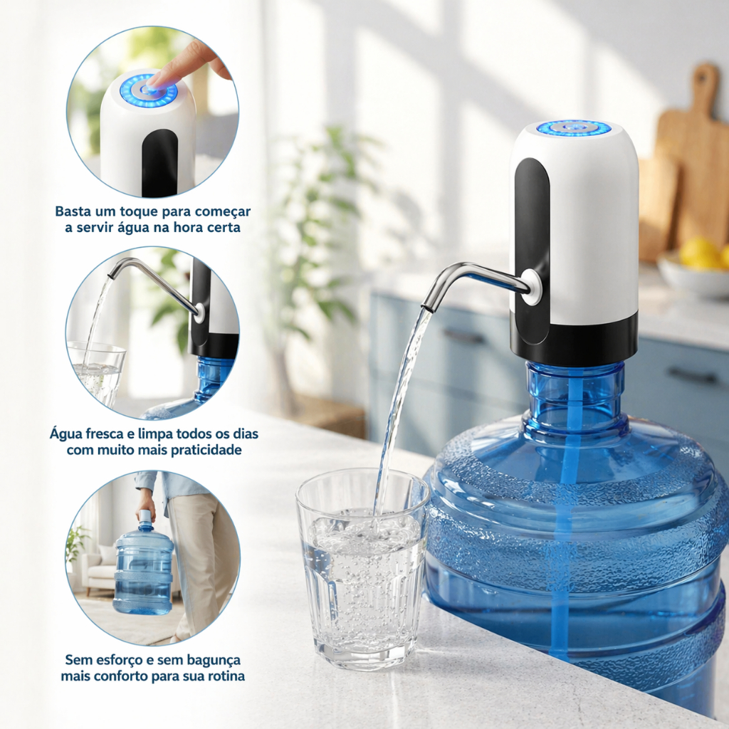 Bomba Elétrica Recarregável Para Galão De Água Dispensador Automático Portátil Sensor Achadinhos