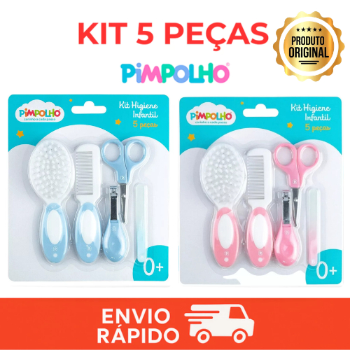 Pimpolho Kit Cuidados Com O Bebê 5 Peças: Tesoura Cortador Lixa De Unha Pente E Escova