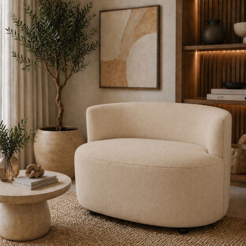 Sofá Poltrona Dami 1 Metro Pequeno Ideal Apartamento Moderno Tecido linho Bege