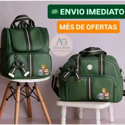 Kit bolsa maternidade 2 peças com mochila versátil para bebe, kit mala de luxo com alta elegância