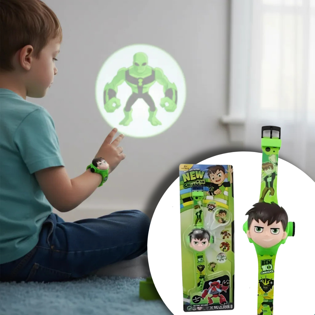 Relógio Ben10 Projetor de Imagens para Crianças Acima de 3 Anos Omnitrix Divertido Infantil