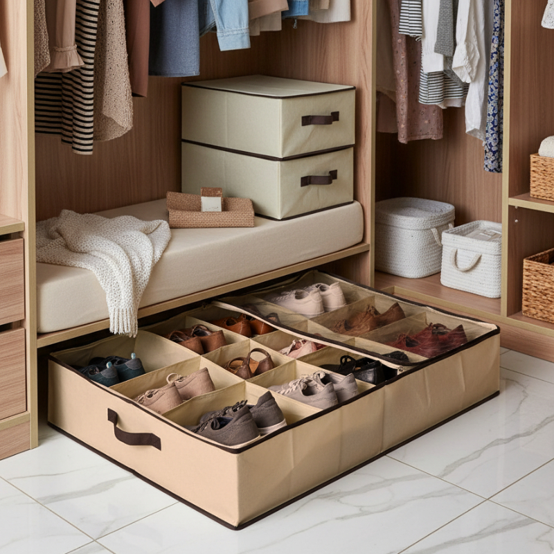 Sapateira Organizador Fléxivel 12 Pares Divisórias Sapato Tênis Chinelho Tampa Zíper Portatil em Oferta na Shopee