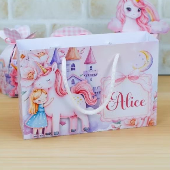 Kit lembrancinhas Festa Infantil Sacolinhas Personalizadas unicórnio Papelaria personalizada