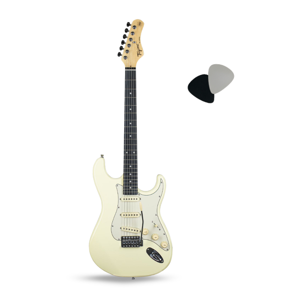 Imagem Guitarra Tagima Stratocaster 3s Escala Escura Escudo Awh Tg-500 Owh e Palheta