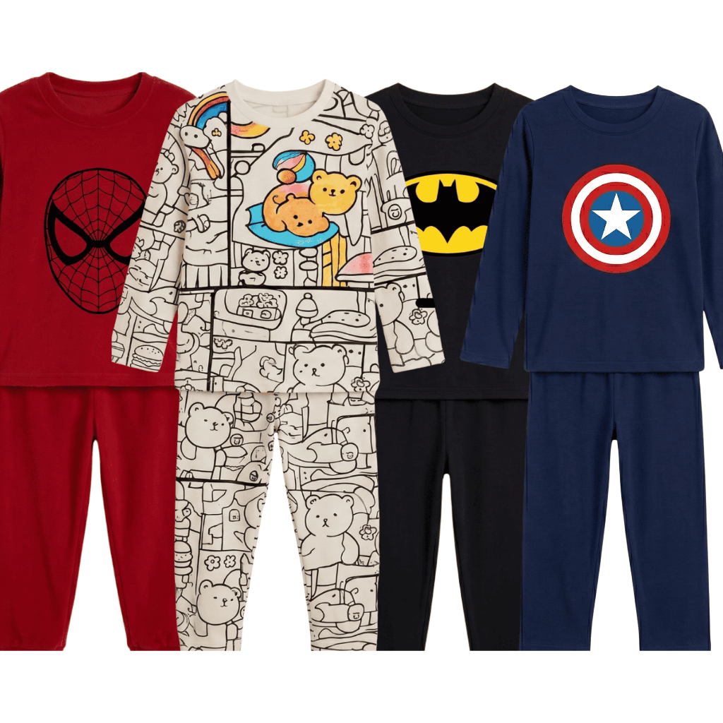 Kit 4 Pijamas Infantil Menino Menina Manga Longa Inverno Personagens Confortável