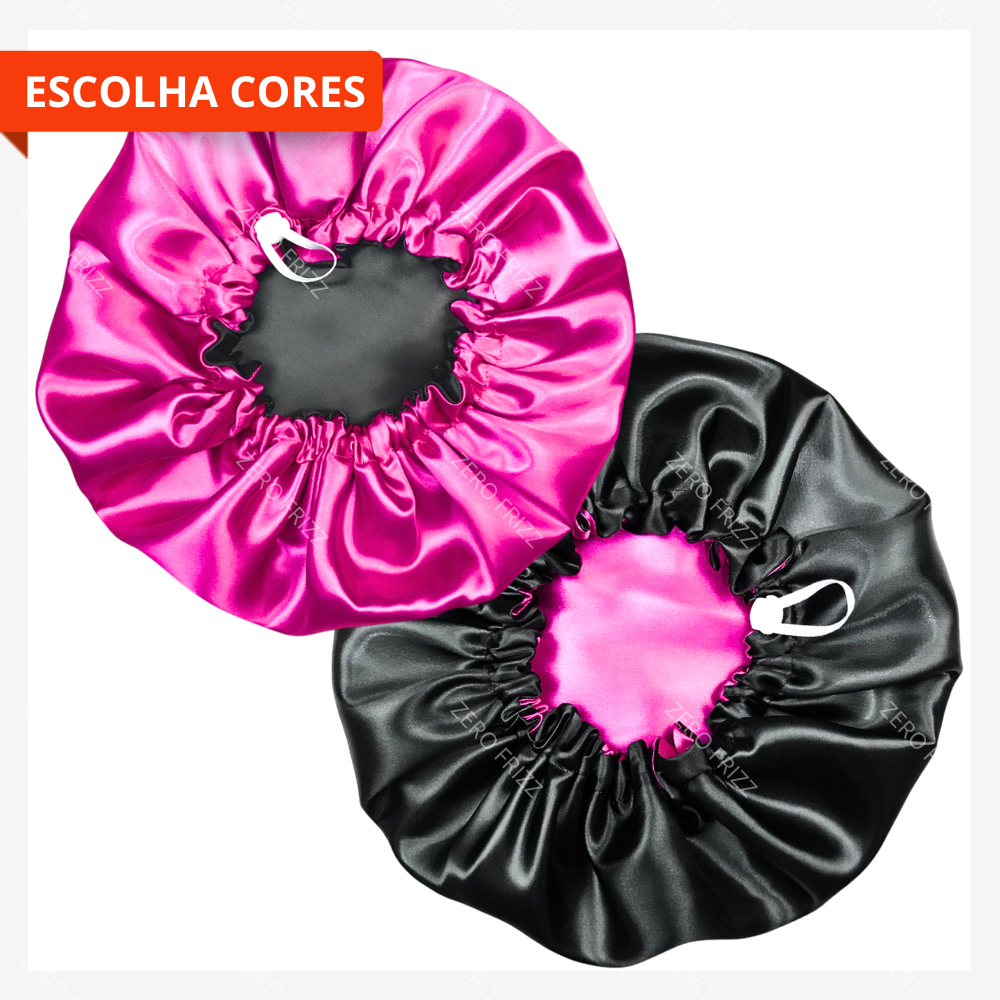 Touca de Cetim Dupla Face Ajustável + xuxinha | ZERO FRIZZ Basiq