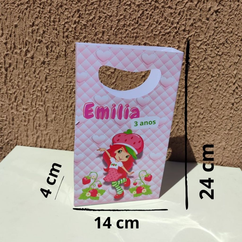 Sacolinha Surpresa Personalizada Moranguinho, sacola Lembrancinha Surpresa para festa.