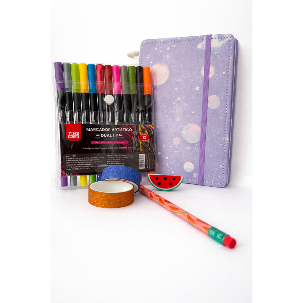 Kit presenteável papelaria premium | caderno argolado | papelaria fofa kawai | envio imediato