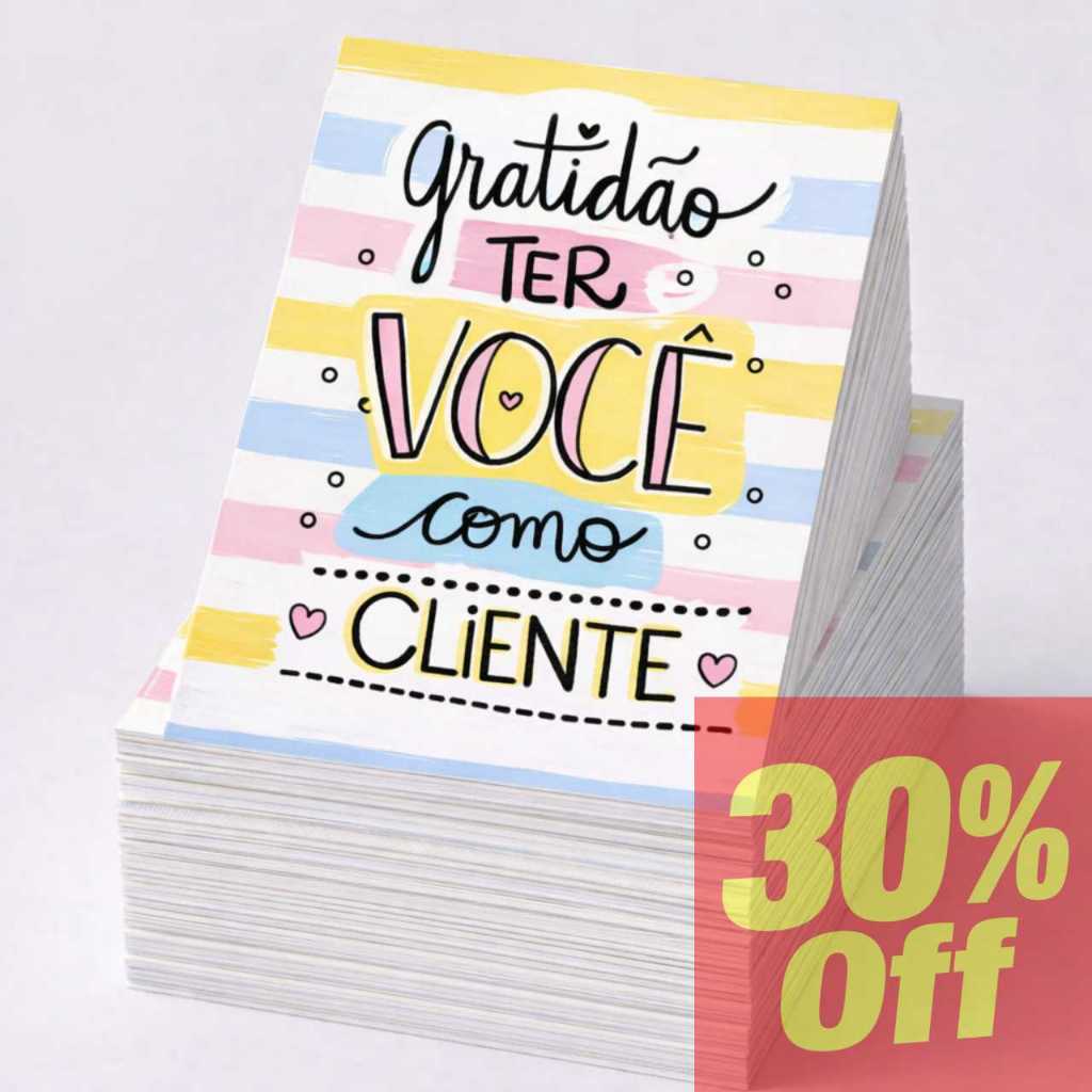 Mini Cartão Agradecimento, Tag para Loja, Empresa, Correios