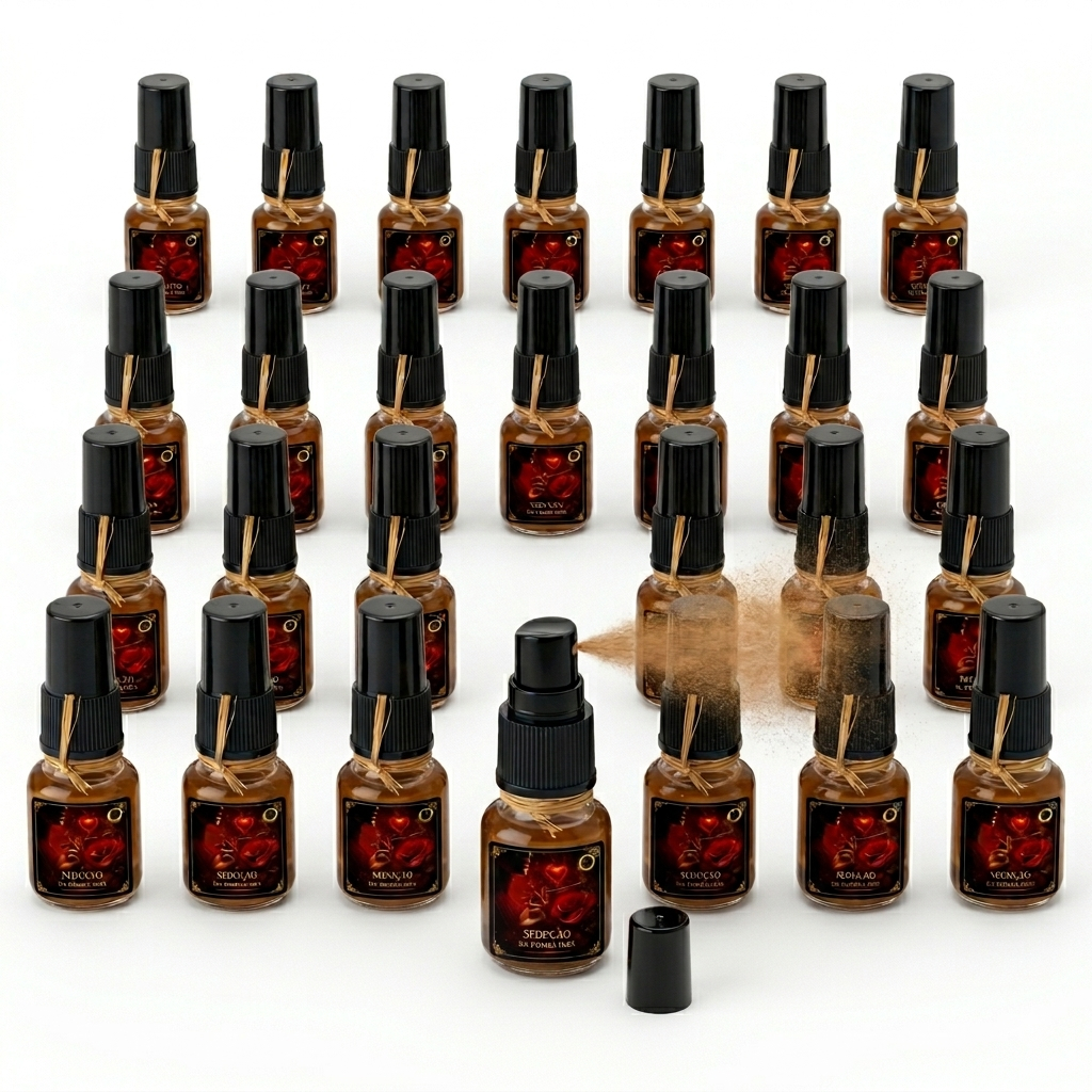 PERFUME ATRATIVO SEDUÇÃO DA POMBA GIRA 10ml — 12 Unidades Atacado Revenda Original Umbanda Quimbanda Artigos Religiosos