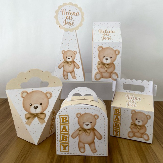 PEGUE E MONTE - Chá de  Revelação - Chá de Bebê - Urso - Ursinho - Caixinhas - Kit Festa - Lembrancinhas  Festa Infantil