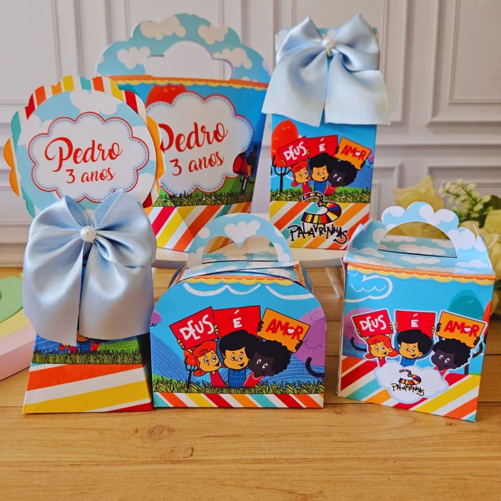Personalizados 3 Palavrinhas | Lembrancinhas | Caixinha | Brindes | Festa infantil | Pegue e Monte