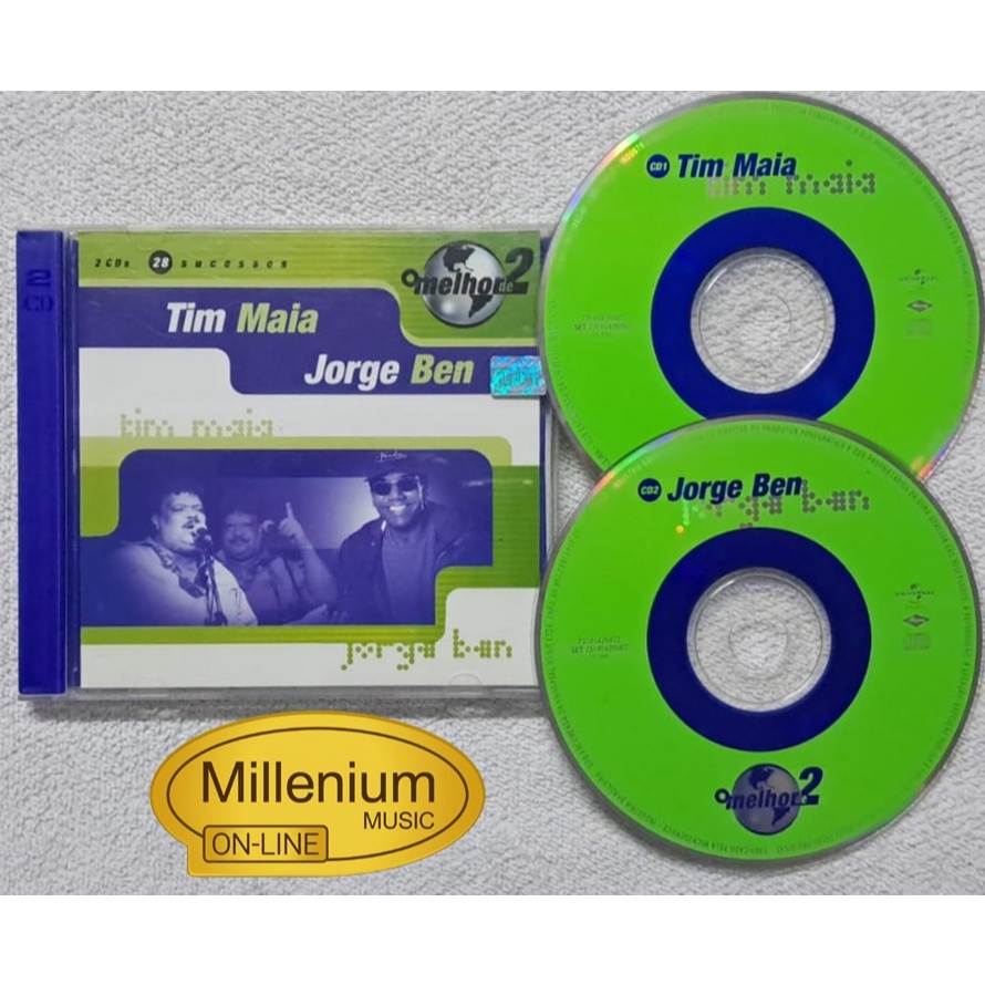 CD Tim Maia  Jorge Ben  O Melhor De 2 - 2000 Original Gravadora Colecionador Ótimo Estado