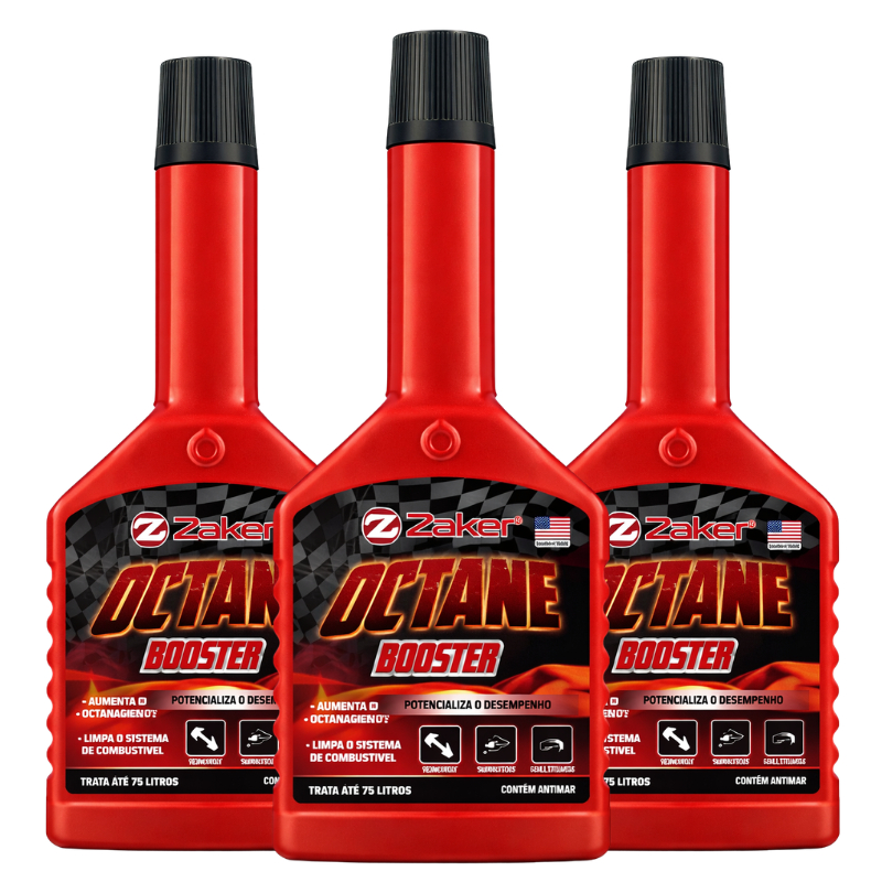 Kit Aditivo 3 Combustível 200ml Zaker Octane Booster Flex