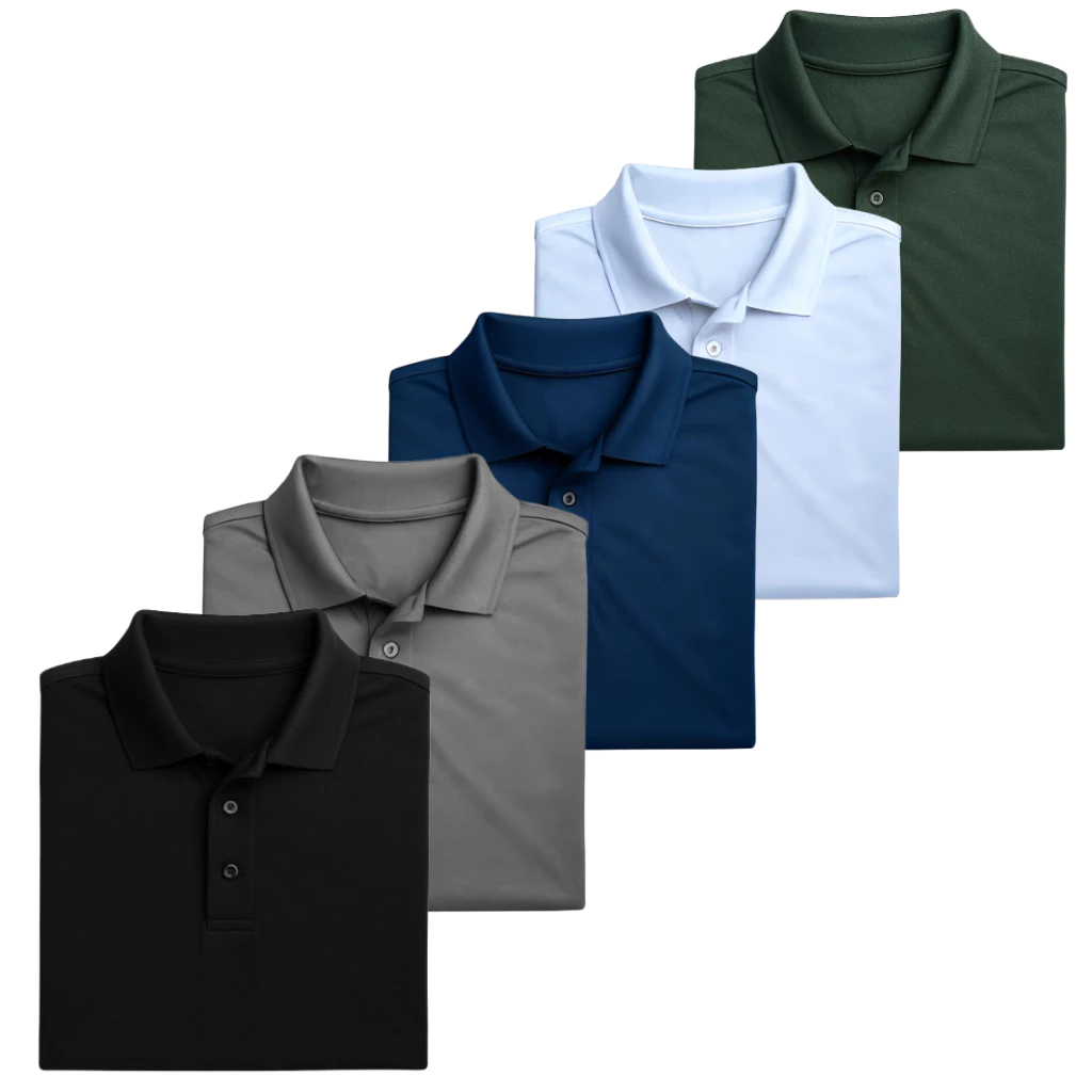 Kit 5 Camisa Polo Masculina Piquet Poliéster Atacado Uniforme Premium — imagem 1