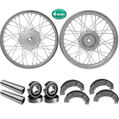 Par de Roda Aro Montada Cromada Raio 4mm Ybr 125 Factor Tambor Alinhada C/Rolamento/Lona/Espaçador