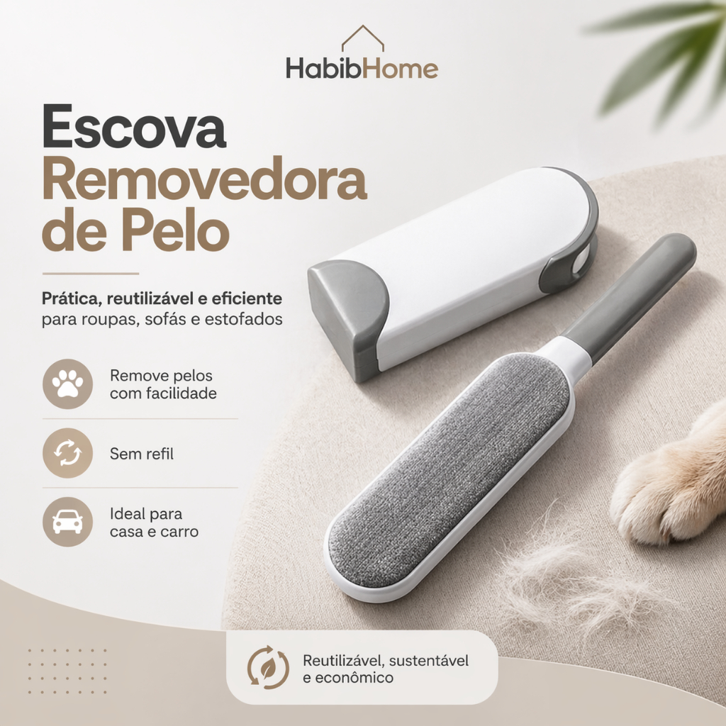 Escova Removedora de Pelo Reutilizável para Roupas Sofás Estofados Casa Carro