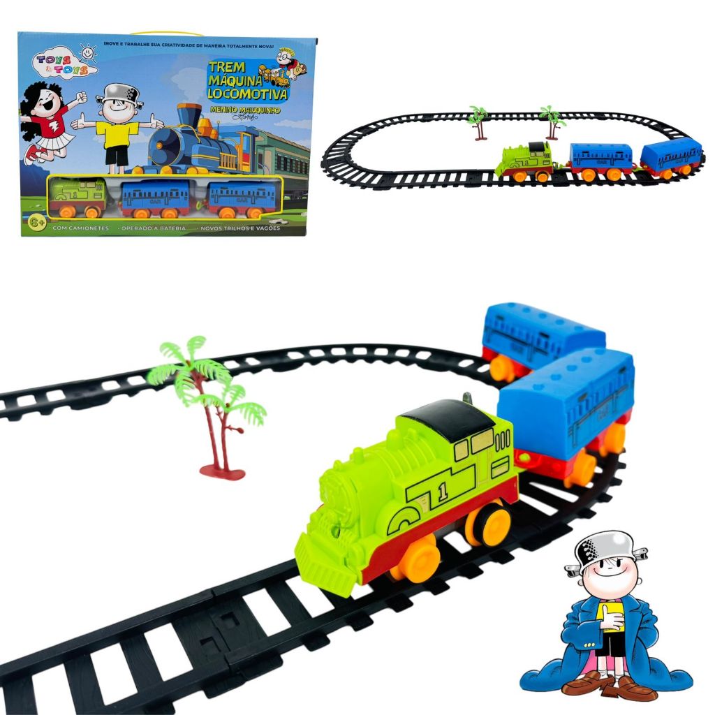 Brinquedo Trem Ferrorama Menino Maluquinho Trenzinho Com 17 Peças Kit Completo De Trenzinho