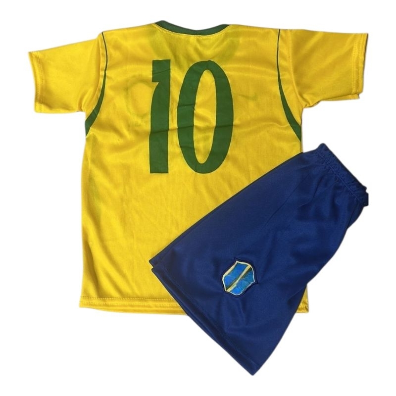 Conjunto Camisa Bordada + Short infantil Juvenil - Selecão Brasileira