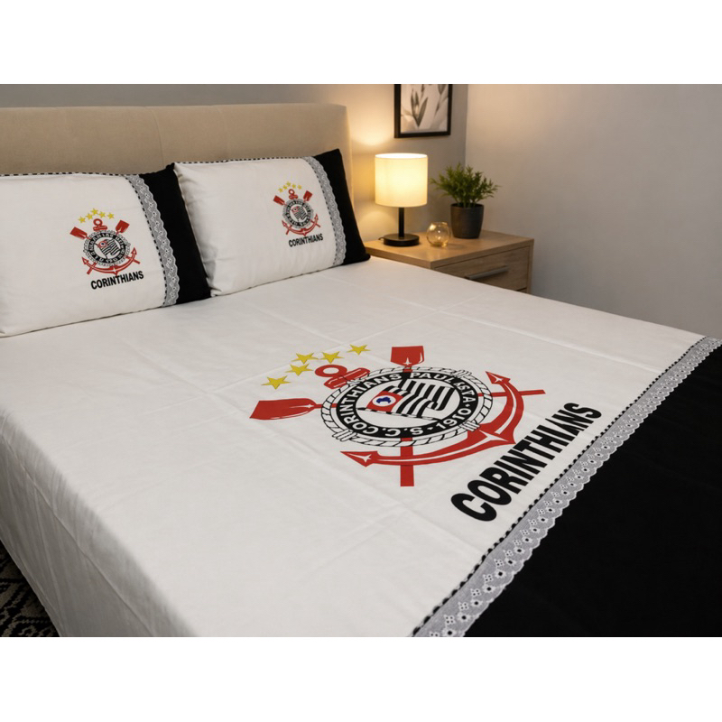 Jogo de Cama Casal/Solteiro com Fronha Pintado 100% poliéster Jogo de Cama Corin Premium