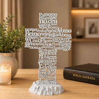Cruz Pai Nosso 3D Decorativa | Decoração Religiosa Moderna | Presente Cristão | Alta Qualidade