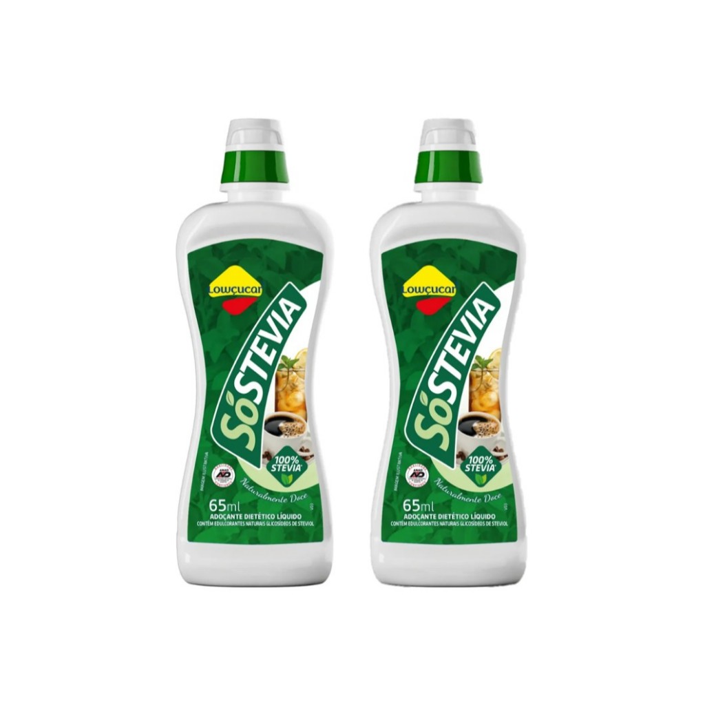 2 a 6 Adoçantes 100% Só Stevia Liquido 65ml Lowçucar