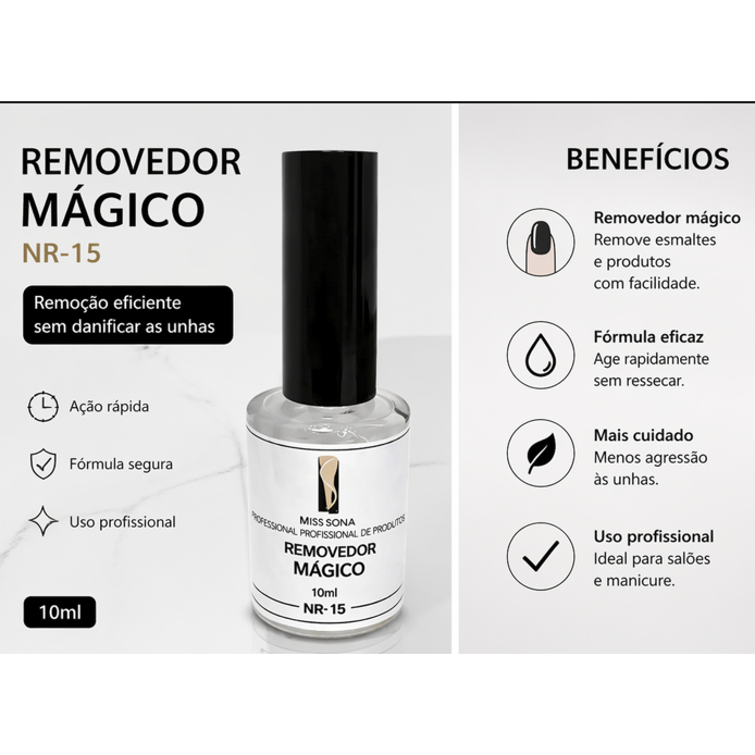 Removedor de Esmalte em Gel Magic Remover Miss Sonia 10ml