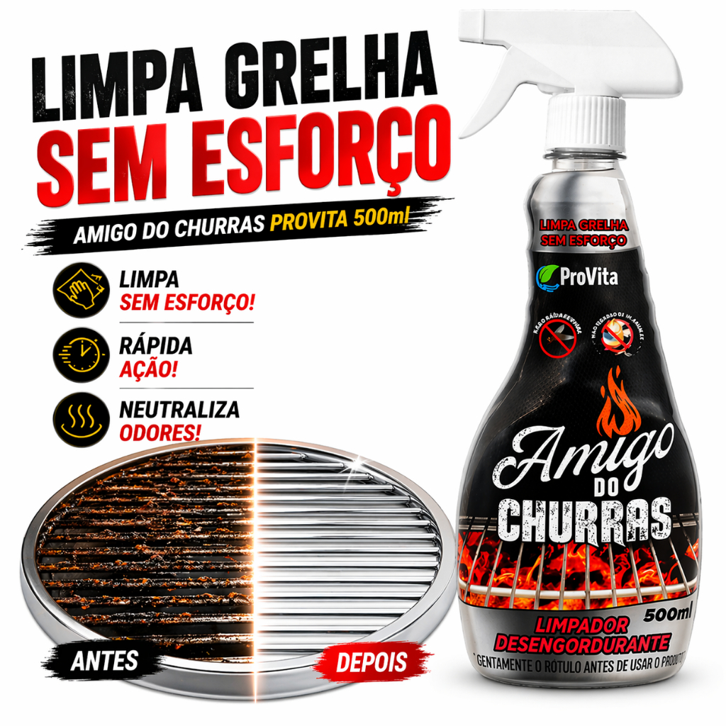 Limpa Fácil Grelha Espeto Desengordurante Amigo Churras Provita 500ml Fogao Coifa Churrasco Chapa