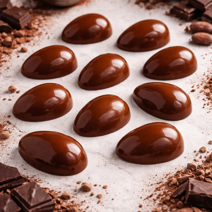 1~4 FORMA PROFISSIONAL OVO DE PÁSCOA LISO C/SILICONE CASCA FINA PARA 50G P203 PORTO (CHOCO) · foto 2