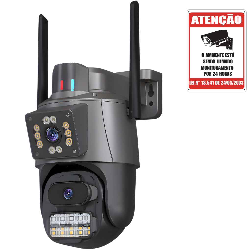 Câmera de Segurança Dupla IP Wifi  a Prova D'agua Dupla Com Led Visão Noturna Sensor de Movimento