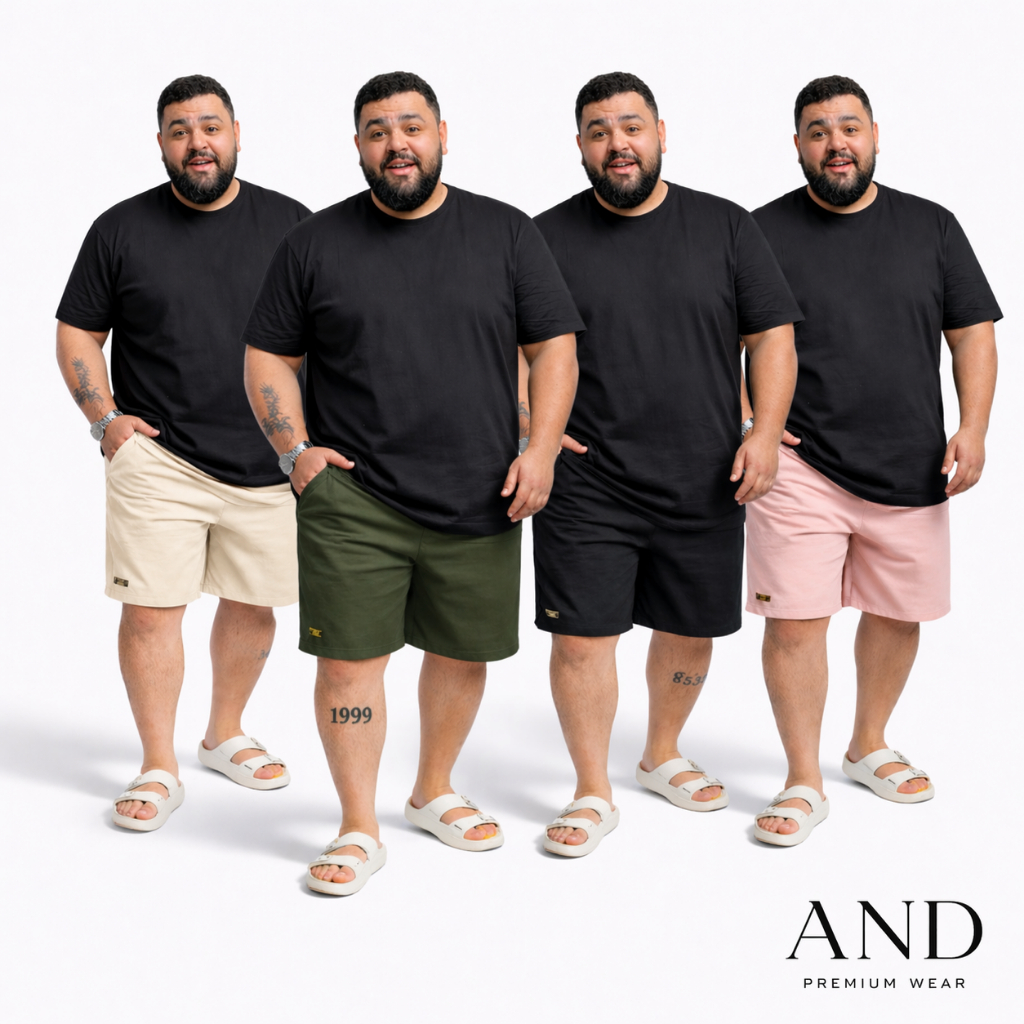 Kit 4 Short Plus Size Mauricinho em Linho G1 G2 G3 G4 G5 – Qualidade Premium - Bermuda - sarja