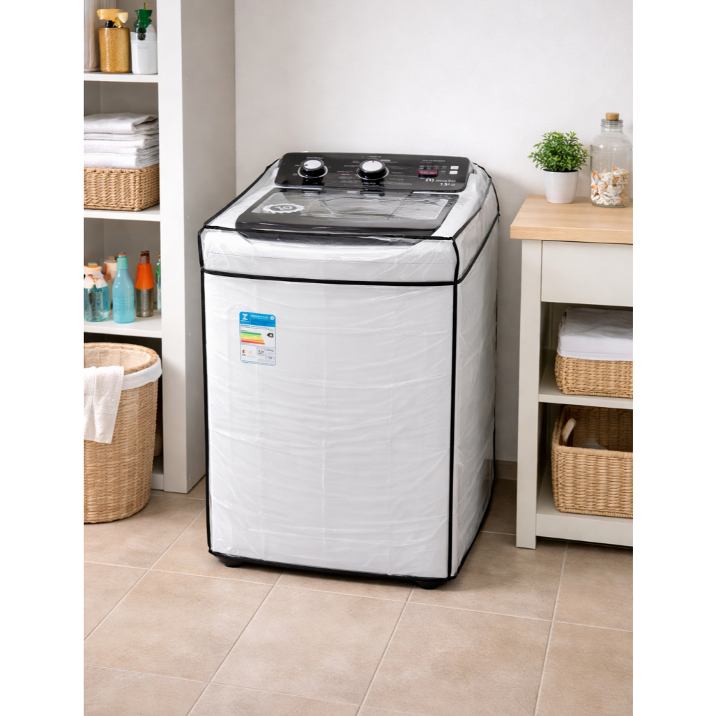 Capa Plastica Para Máquina de Lavar Roupa 8a17kg Consul Brastemp Electrolux Transparente C Elástico