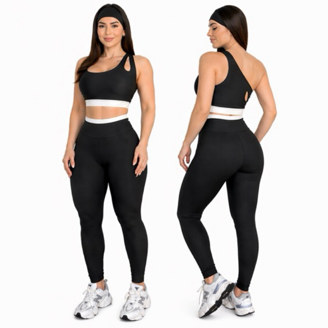 Conjunto Fitness Feminino Legging + Top Duplo Alta Sustentação Suplex Power Zero Transparência Academia Treino