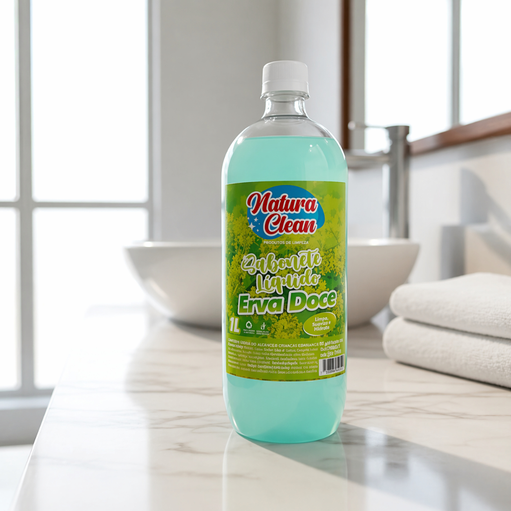 Sabonete Líquido Hidratante Natura Clean para Mãos e Corpo Erva doce 1L
