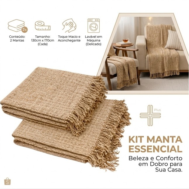 Kit 2 Mantas Para Sofá Premium Decorativas Luxo Macias Confortáveis Laváveis Capa Protetora Para Sofá Sala Moderna
