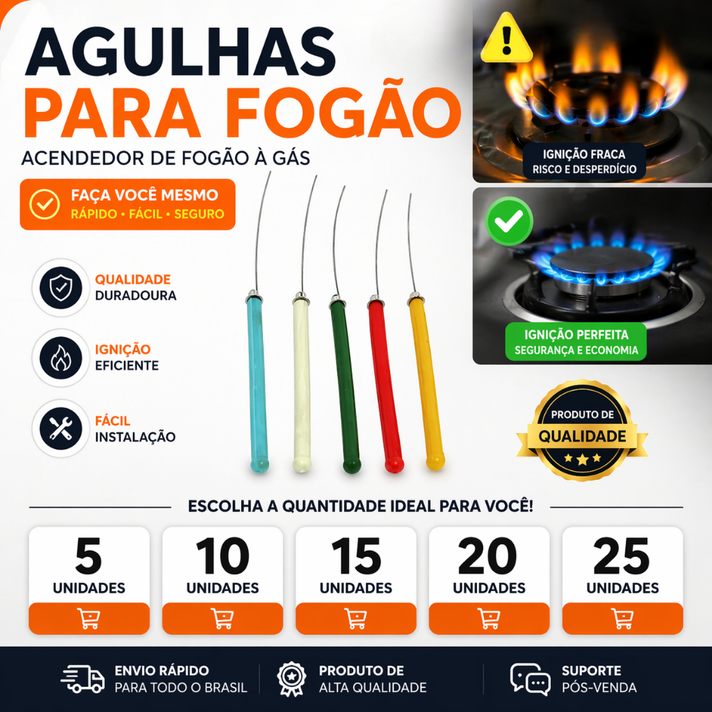 Agulha Desentupidora Multiuso Fogão Chuveiro Bicos Pulverizador Limpeza Precisão Kit 5 10 15 20 25 Un