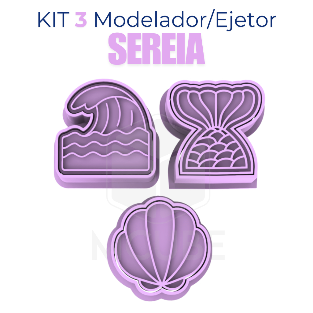 Kit com 3 Ejetores para Docinhos e Brigadeiro - Tema Sereia Do Mar