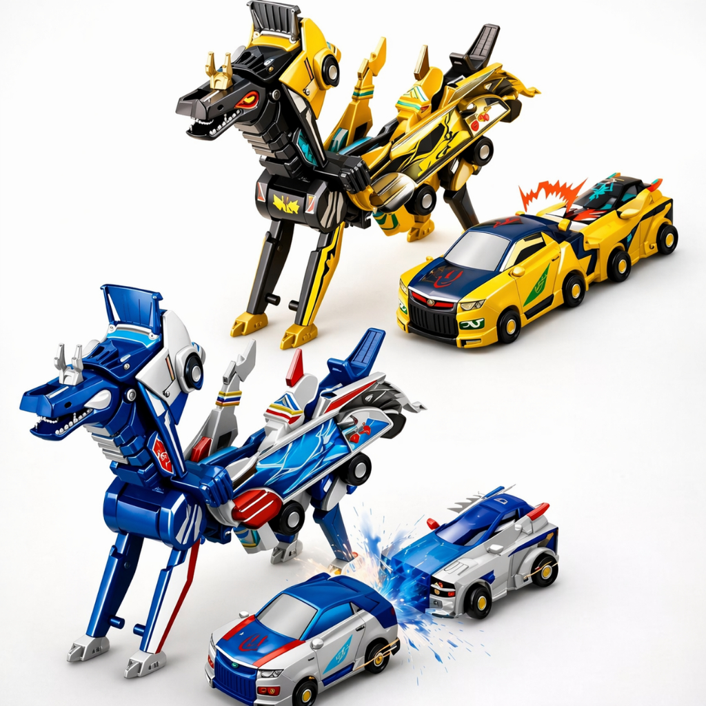 Carrinhos Magnéticos 2 em 1 com Transformação Brinquedo Robô Transformável