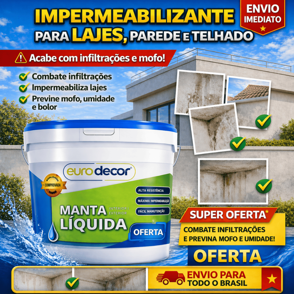 Manta Líquida Emborrachada 1Kg e 3,6kg  Impermeabilizante Eurodecor Várias Cores