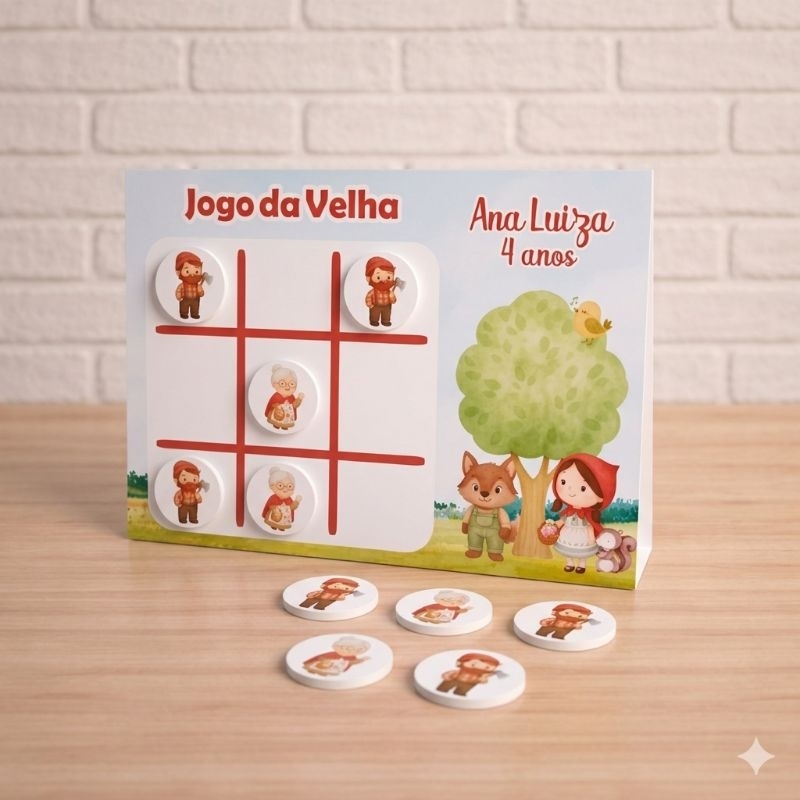 Jogo da velha - Lembrancinha de Aniversário Tema Chapeuzinho Vermelho  - Festa Infantil - Lembrancinha Personalizada
