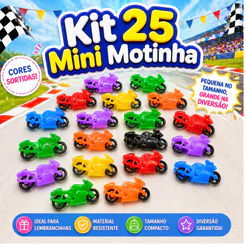 Kit 25 Moto Motinha Brinquedo Infantil p/ Kit Festa Lembrancinha Prenda