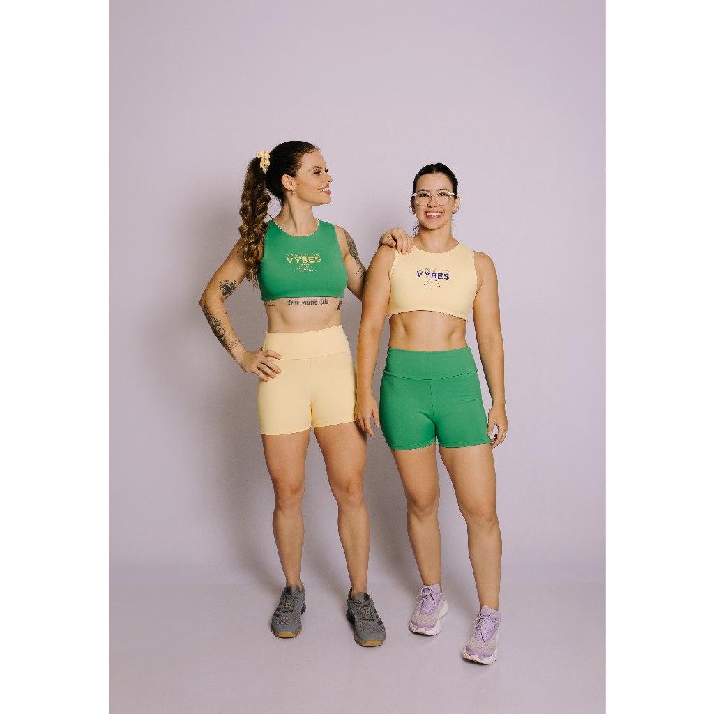 Conjunto Fitness Feminino Academia Treino Poliamida Premium - Top e Short - Zero Transparência - Tendência - COPA 2026!!