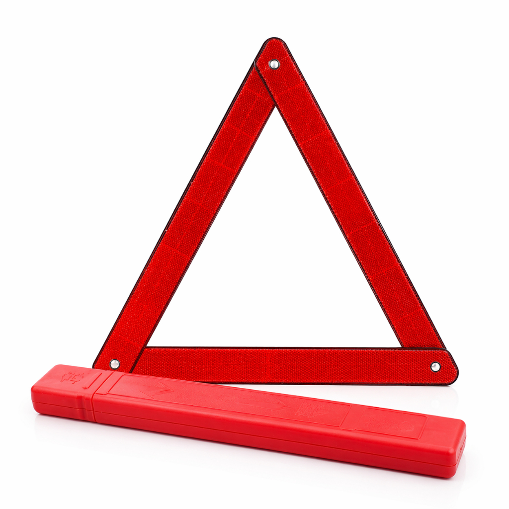 Triangulo De Segurança Refletivo Para Carro Base de Metal Sinalizador Automotivo Veicular + Estojo