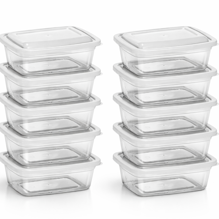 Kit 10 Marmitas Pote De Plástico 1KG | Microondas Freezer BPA Free em Oferta na Shopee