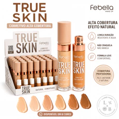 Corretivo Febella True Skin Alta Cobertura Efeito Natural Longa Duração 6 Cores