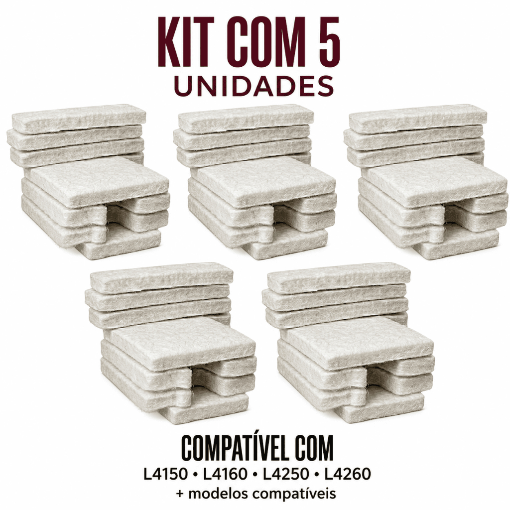 Kit 5 Almofada Absorvente Feltro Epson L4150 L4160 L4250 L4260 Caixa Manutenção Sem Base Sem Poliéster Alta Absorção
