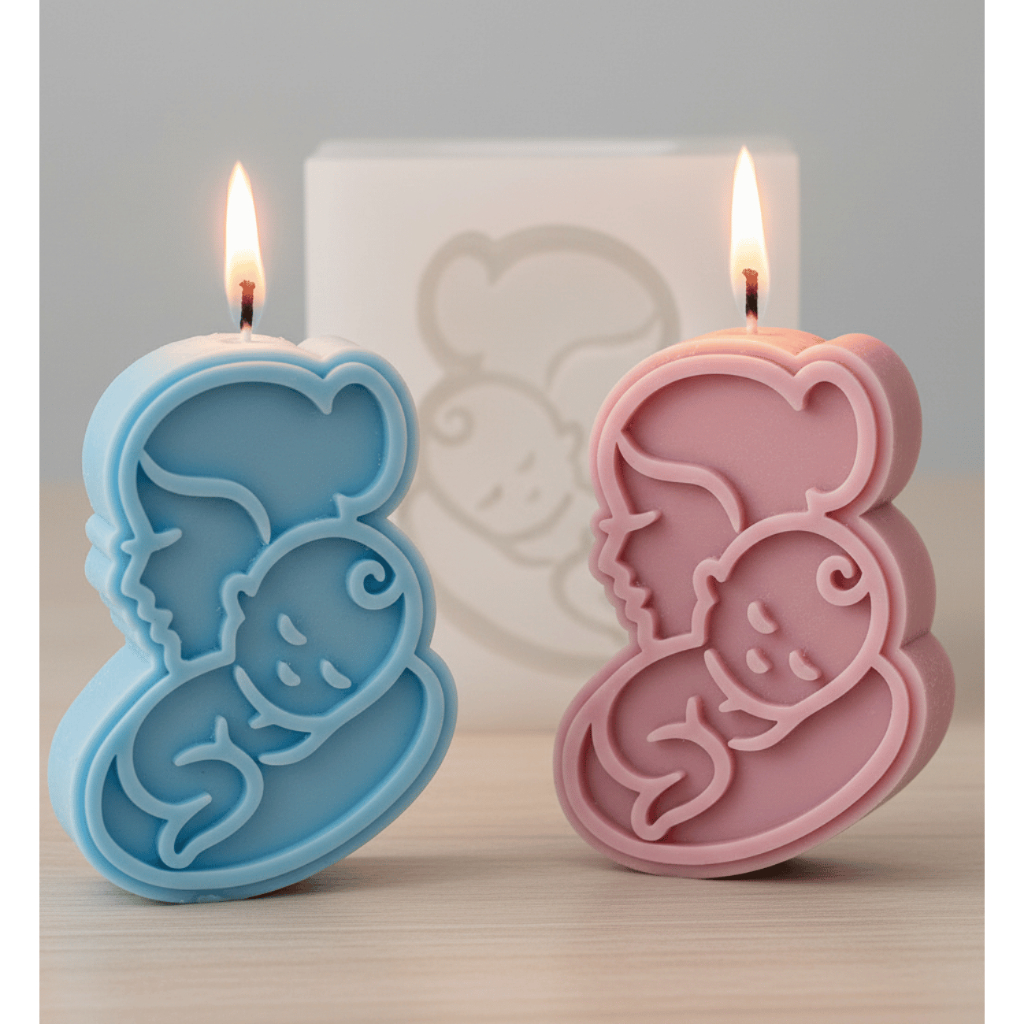 Molde Silicone Mãe com Bebê Lembrancinha Chá de Bebê – Para Velas, Sabonetes, Gesso, Resina e Biscuit Artesanal