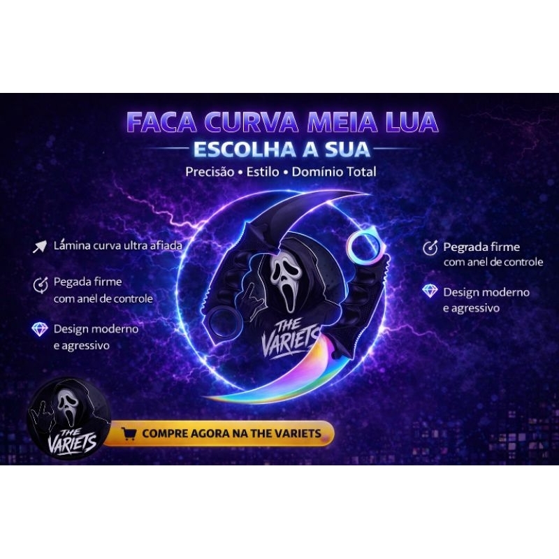 Faca curva meia lua (karambit model cs)