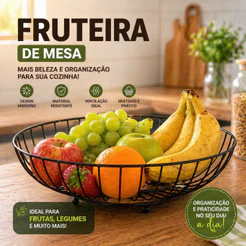 Fruteira de Mesa Aramada Porta Frutas Cozinha Organizador Bancada